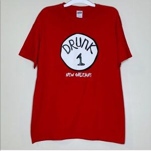 🛑 3/$15 - Drunk 1 New Orleans T-shirt Size Large